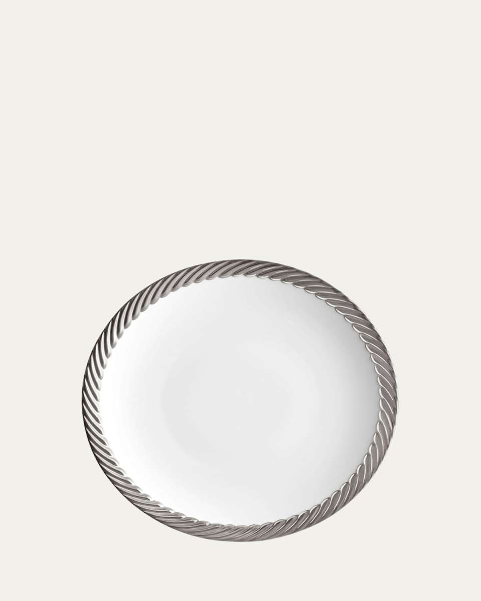 Corde Dinner Plate, White/Silver